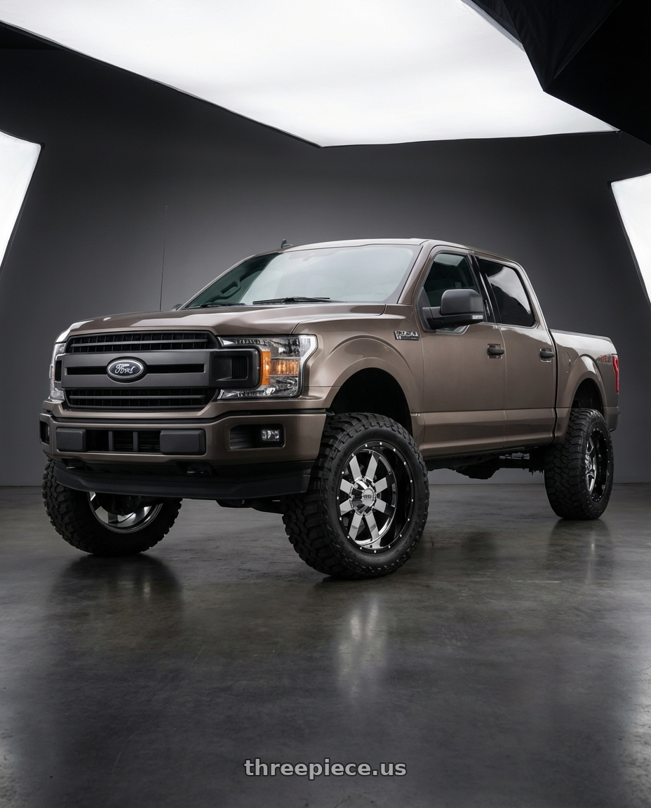 2019 Ford F-150 with Moto Metal MO200 6X135 22X10 -18 CHROME CENTER GLOSS BLACK MILLED LIP wheels