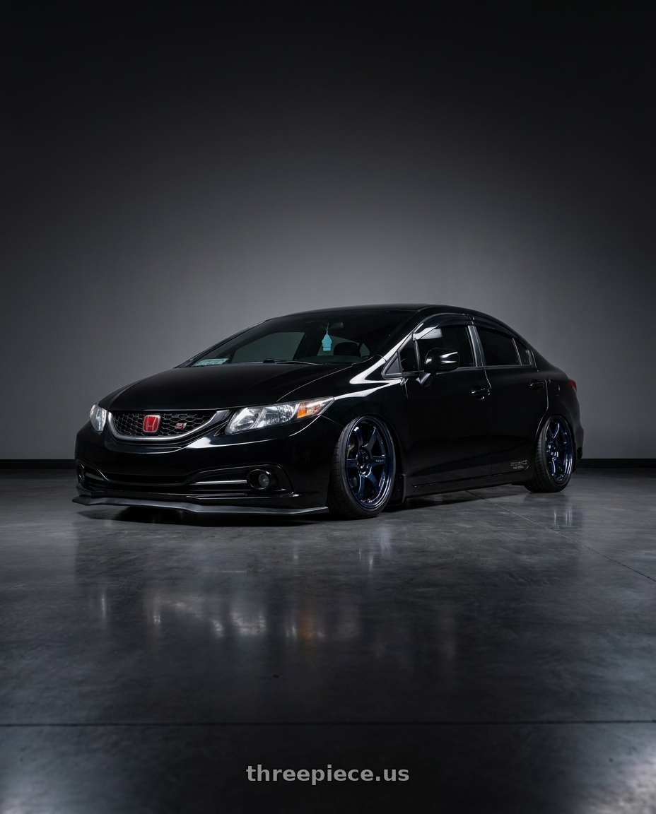 2015 honda civic si sedan with Gram Lights 57DR 5x114.3 18x8.5 +37 DARK BLUE CHROME wheels