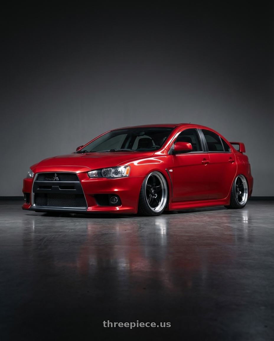 2012 Mitsubishi Lancer Evo X with Forgestar D5 Drag 5x114.3 18x10 +22 Gloss Black Machined wheels