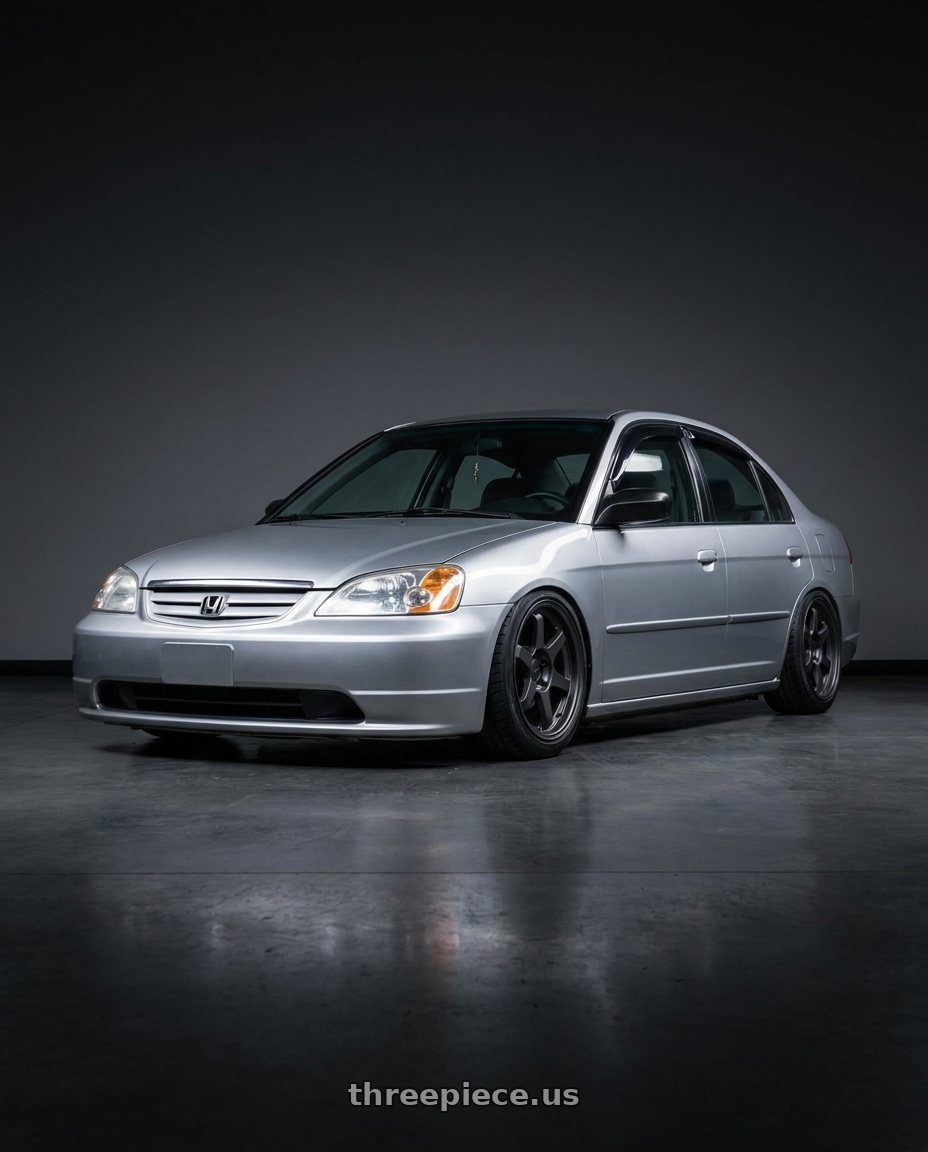 2002 Honda civic with 9six9 SIX-1 5x114.3 17X8 +35 Carbon Gray wheels