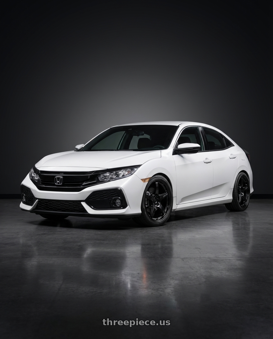 2024 Honda Civic with Gram Lights 57CR 5x114.3 18x10.5+12 Glossy Black wheels