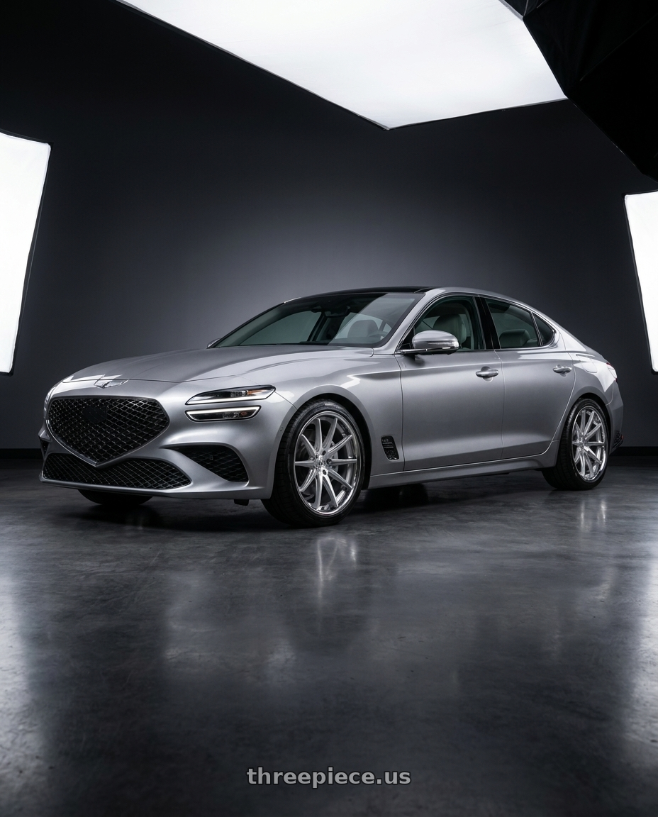 2024 genesis g70 with Rohana RFC10 5x114.3 20x9+35 Machine Silver/Chrome Lip wheels
