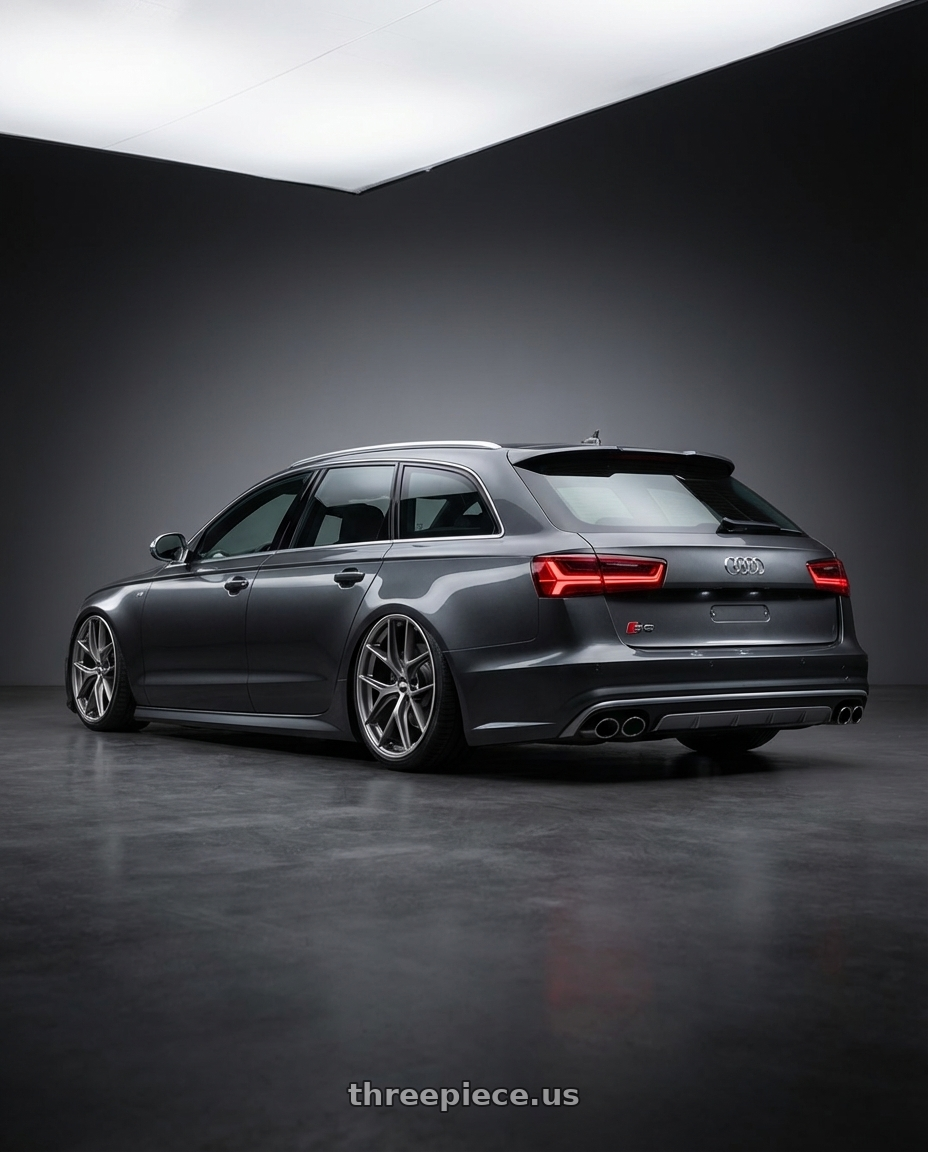 2016 Audi S6 C7 with BBS CC-R 5x112 20x9.0+25 Satin Platinum wheels rear three quarter view slight stretch tires