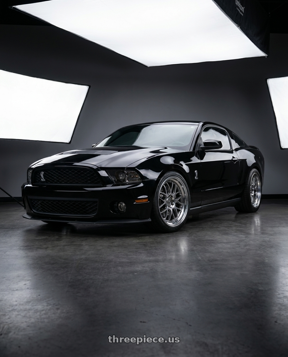 2011 GT500 SVT Performance Package Black with F1R F21 5x114.3/5x120 19x9.5 +35 Hyper Black/Polish Lip wheels