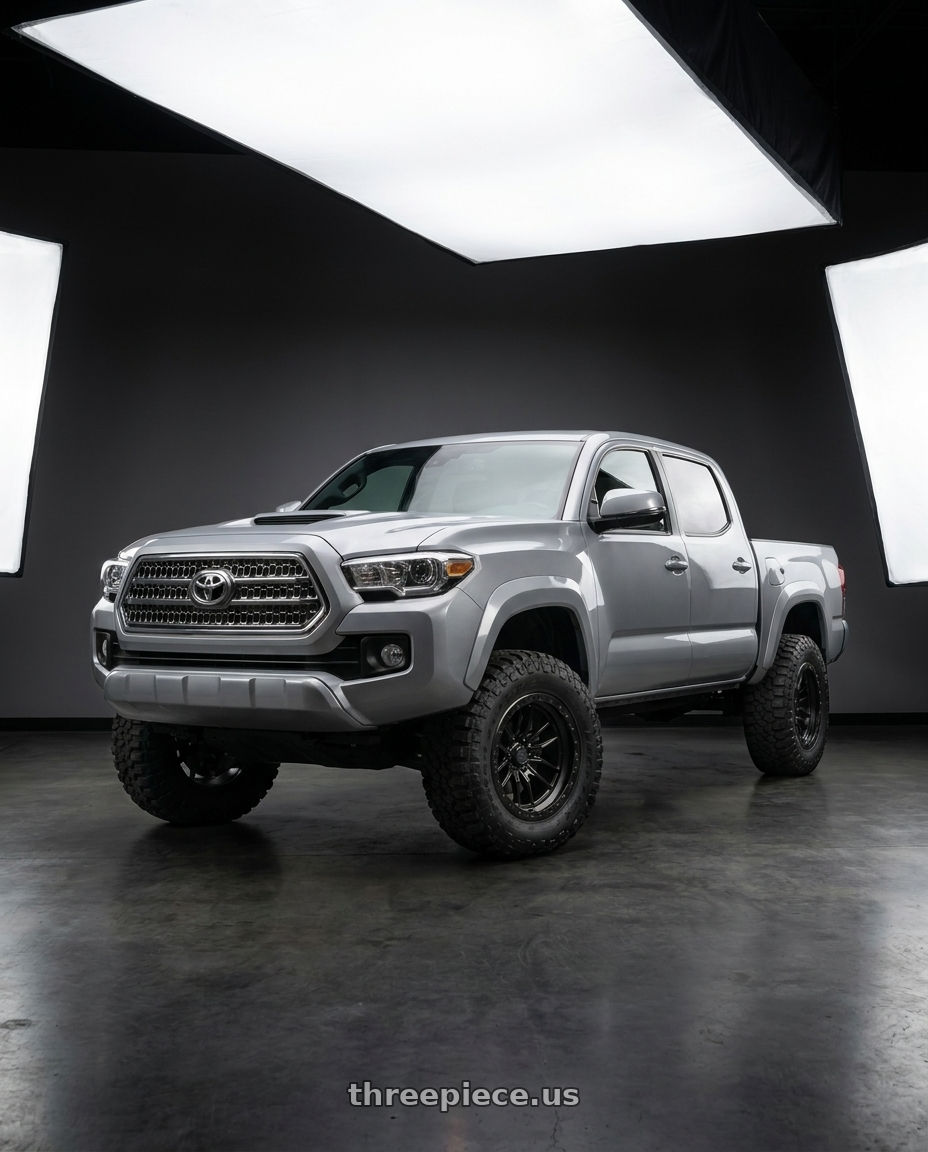 2019 Toyota tacoma trd sport with LOCK OFFROAD KRAWLER 6x139.7 17x9 -12 Matte Black W Matte Black Ring wheels