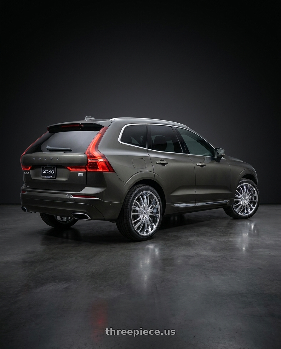2022 volvo XC60 Inscription with Mazzi Essence 364 5x108/5x114.3 20x8.5+35 Chrome wheels rear three quarter view square tires