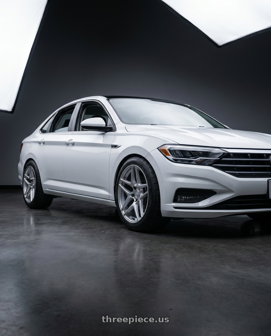 2026 volkswagen jetta with Kansei K15H Astro 5x114.3 18x9.5 22 Hyper Silver wheels