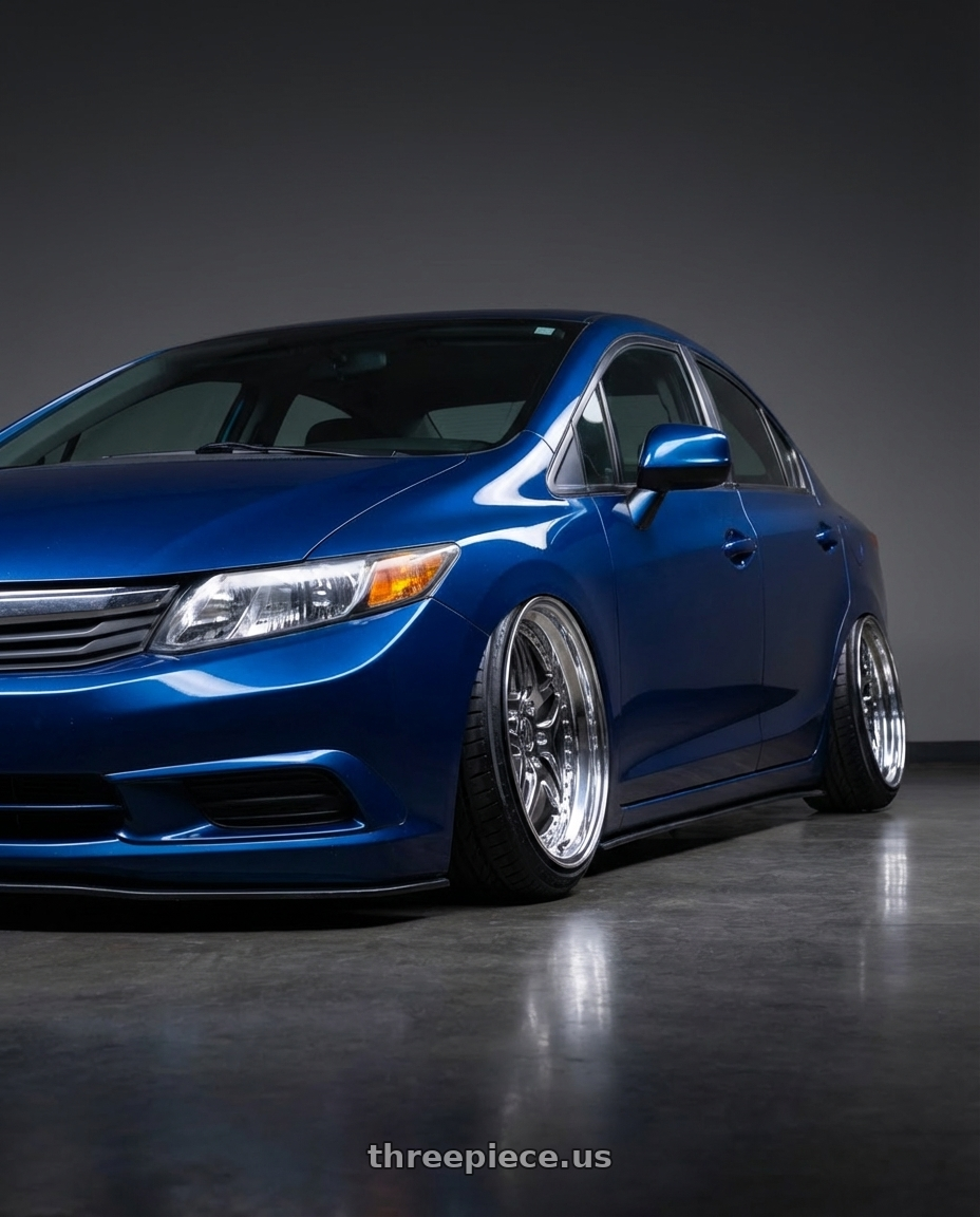 2012 Civic EX with Heritage Wheel EBISU wheels front three quarter view stanced stance