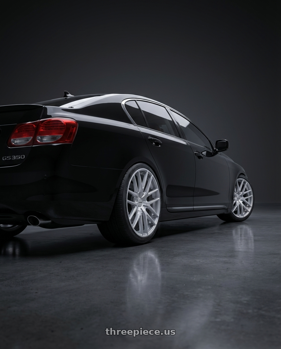 Black 2008 gs350 Lexus  with TOUREN TR60 3260 5x100/5x114.3 17x7.5 +42 GLOSS HYPER SILVER wheels rear three quarter view square tires