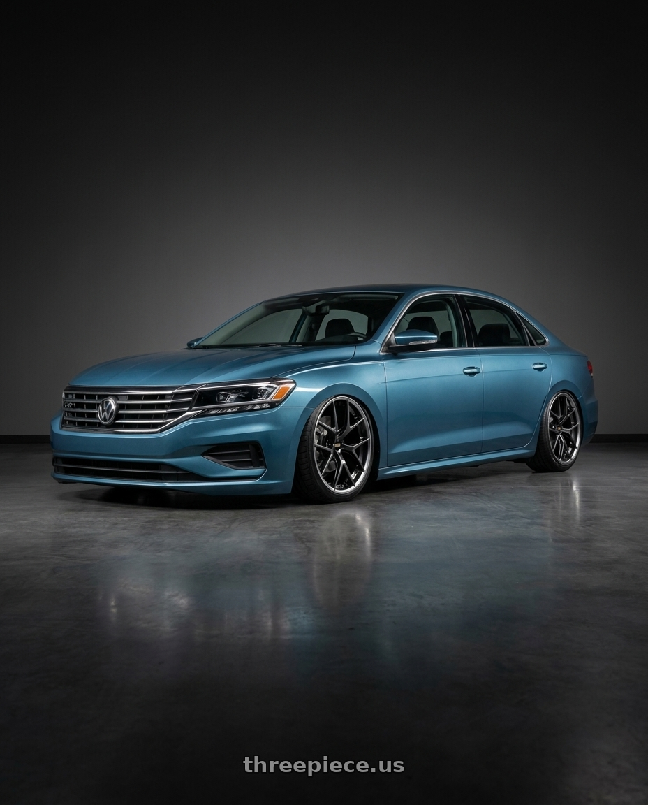 2022 Volkswagen passat b85 3g r line aquamarine blue metallic fitted with BBS RI-S 5x112 20x9.0+34 Diamond Black $1925 wheels