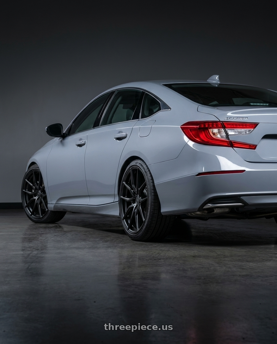 2021 Honda Accord EX-L with Aodhan AFF1 5x114.3 20x9+32 Matte Black wheels rear three quarter view square tires