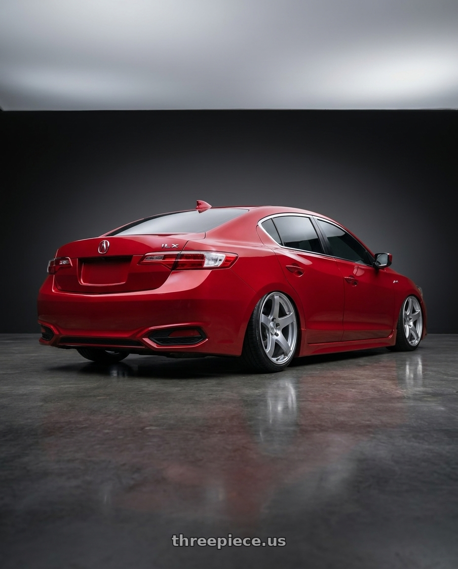 2012 Acura ILX with Ssr Gtv01 5x114.3 18x9+35  GLARE SILVER wheels rear three quarter view slight stretch tires