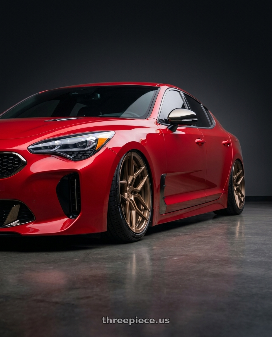 2019 Kia Stinger GT-2 Highchromicha with Rohana RFX11 5x114.3 19x8.5+35 Brushed Bronze wheels