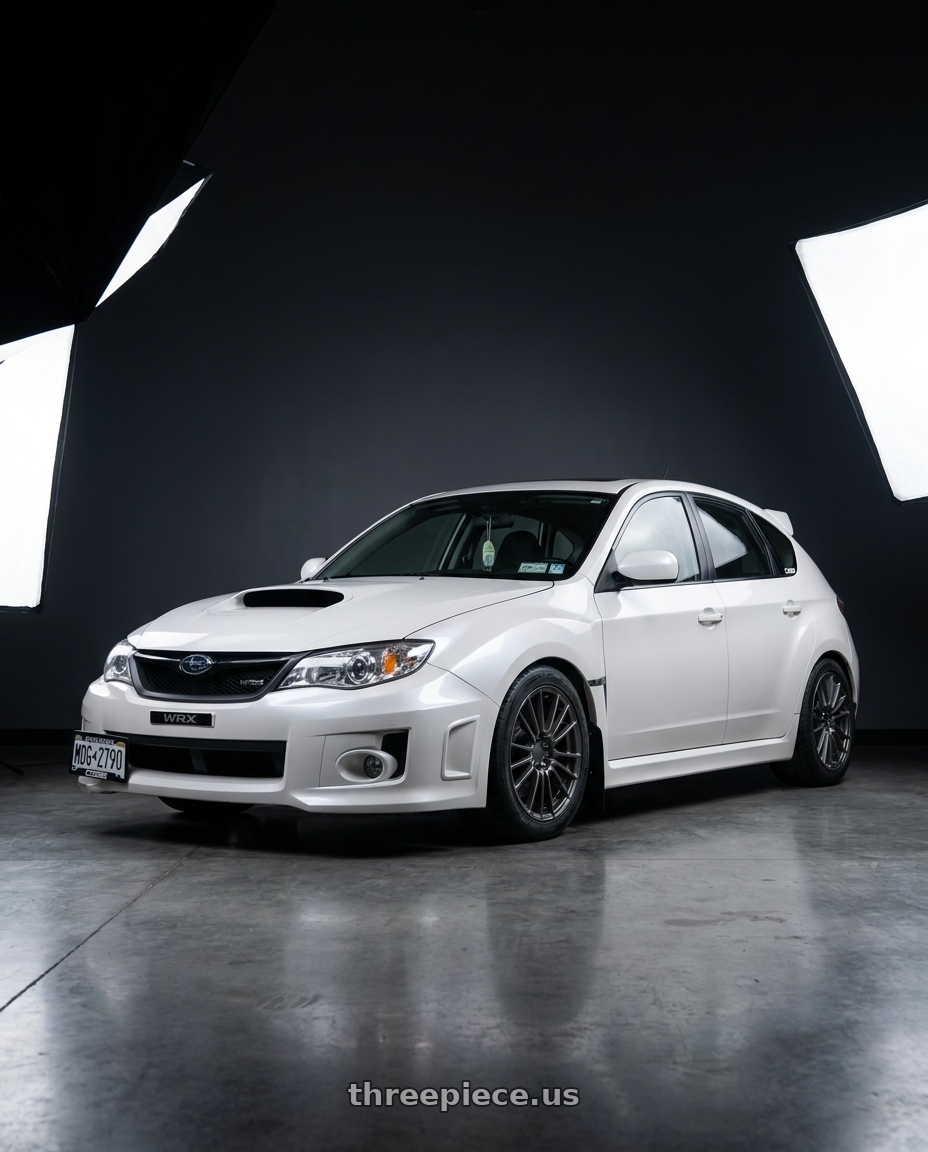 2012 Subaru Wrx Hatchback Pearl with Enkei NT03RR 5x100 18x8.5+42 Gunmetal wheels