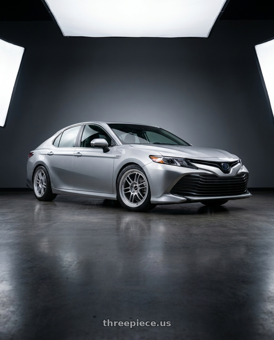 2021 Toyota Camry Hybrid LE with Enkei RPF1 5x114.3 18x8.5+40 Silver wheels