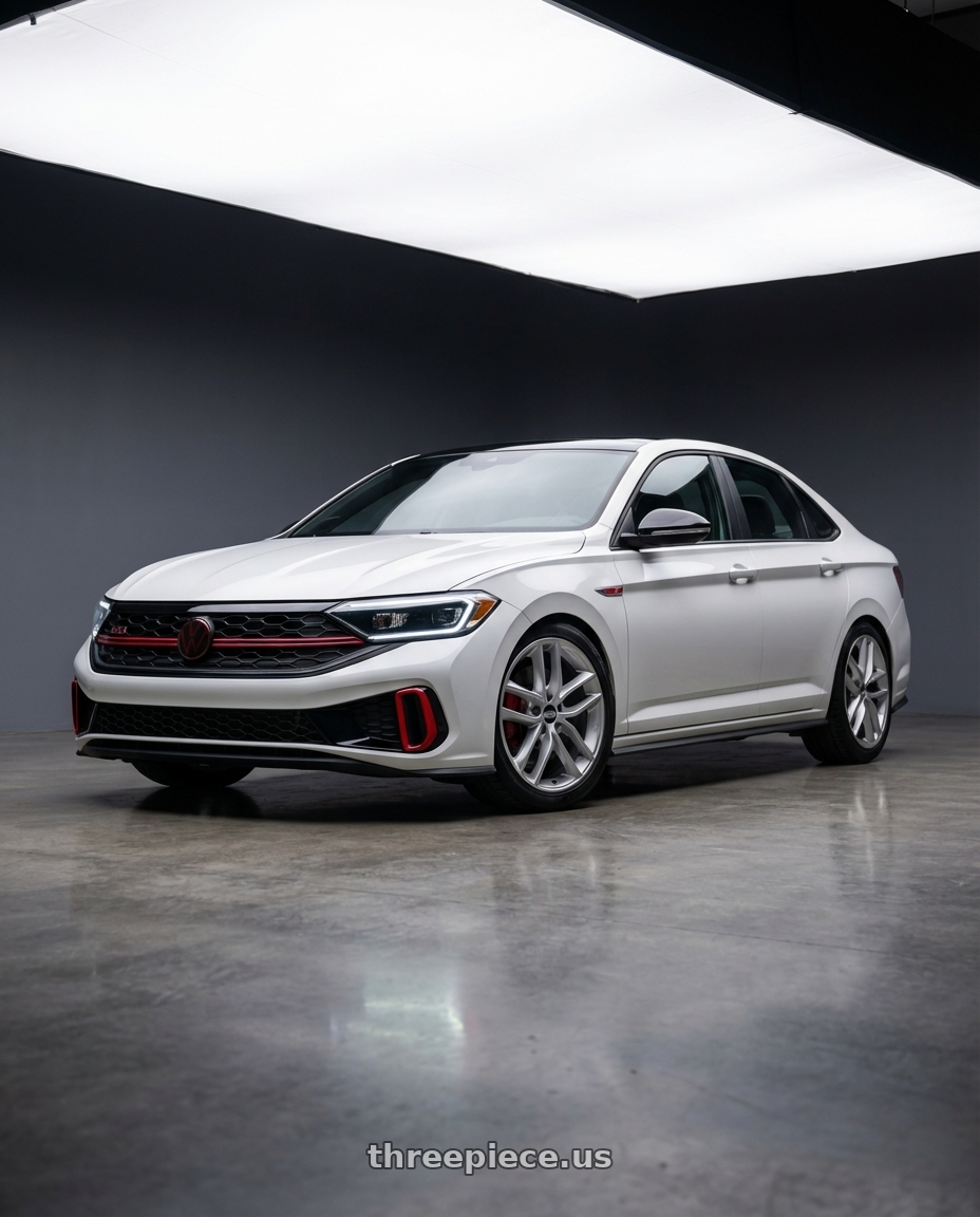 2022 Volkswagen Jetta Gli white with BBS SX 5x114.3 18x8.0+40 Sport Silver wheels