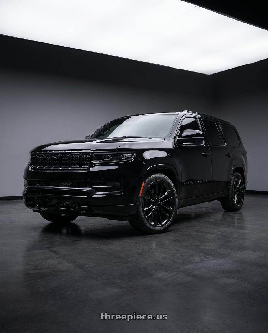 2025 Jeep Grand Wagoneer with O.E. Revolution 158 6x139.7 22x9 +24 Gloss Black wheels