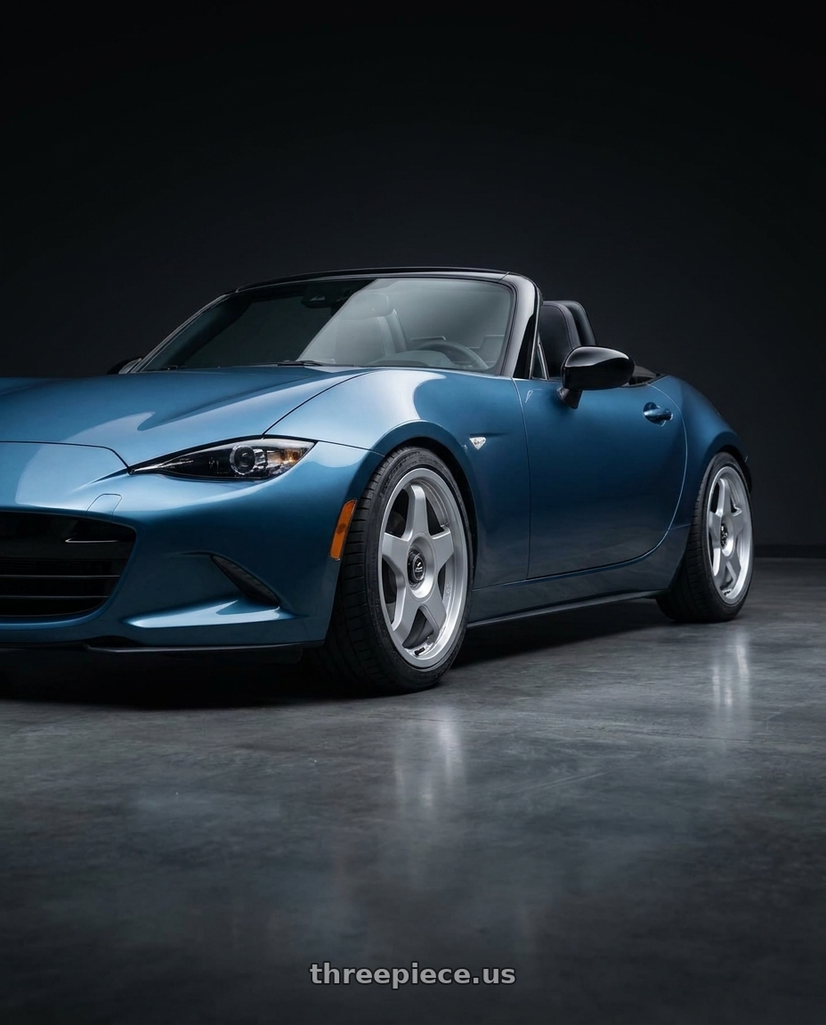2019 Mazda mx-5, eternal blue mica with fifteen52 CHICANE 4x100 / 4x108 17x7.5 +42 SPEED SILVER (GLOSS SILVER) wheels