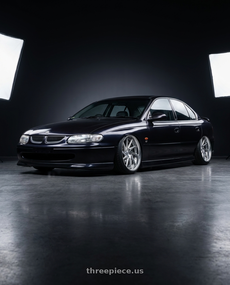 1997 holden vt commodore raven with Work Gnosis Cvs 5x120.65 19x9.5+30 A Disk Brush Silver Clear wheels