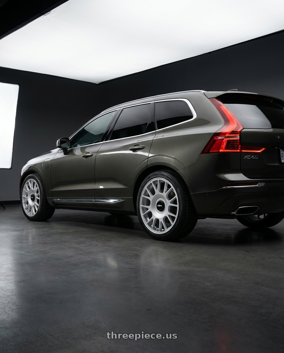 2022 volvo XC60 Inscription with Rotiform 1PC R188 TUF-R 5X108/5X120 20X8.5 +35 SILVER wheels rear three quarter view square tires