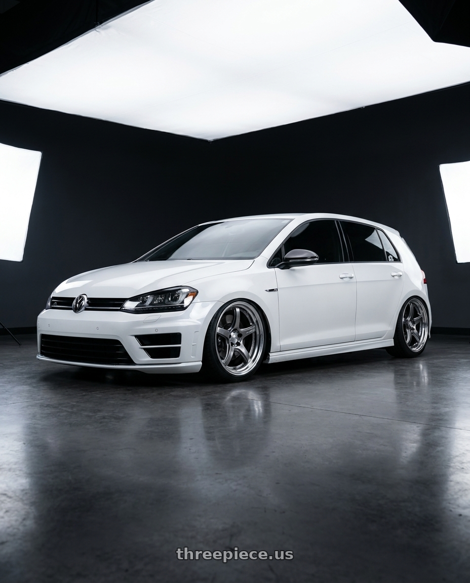 2016 Volkswagen golf r white with Work T5R 2P 5x112 19x9.0 +45 GT SILVER wheels
