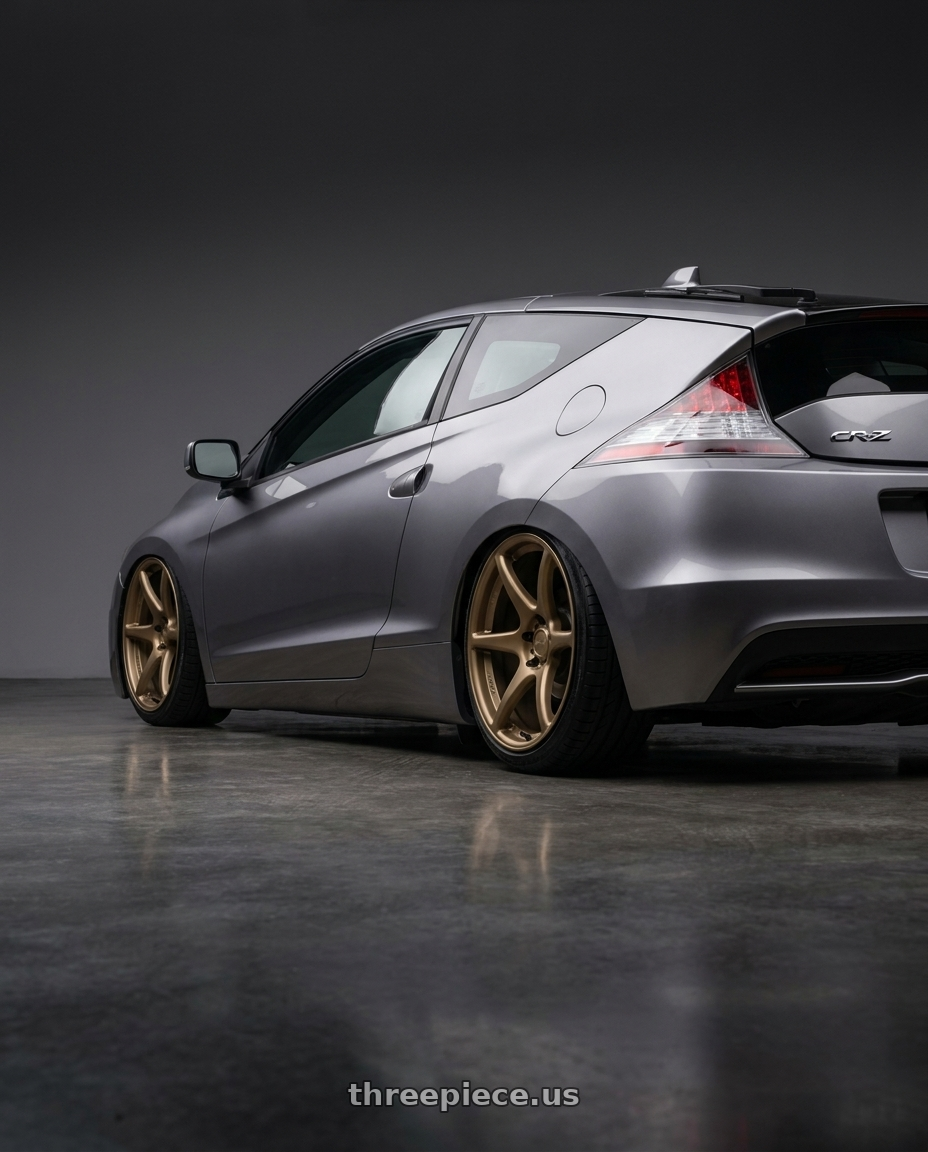 2015 Honda cr z with Kansei K11B Tandem 5x114.3 18x8.5 35 Bronze wheels rear three quarter view slight stretch tires