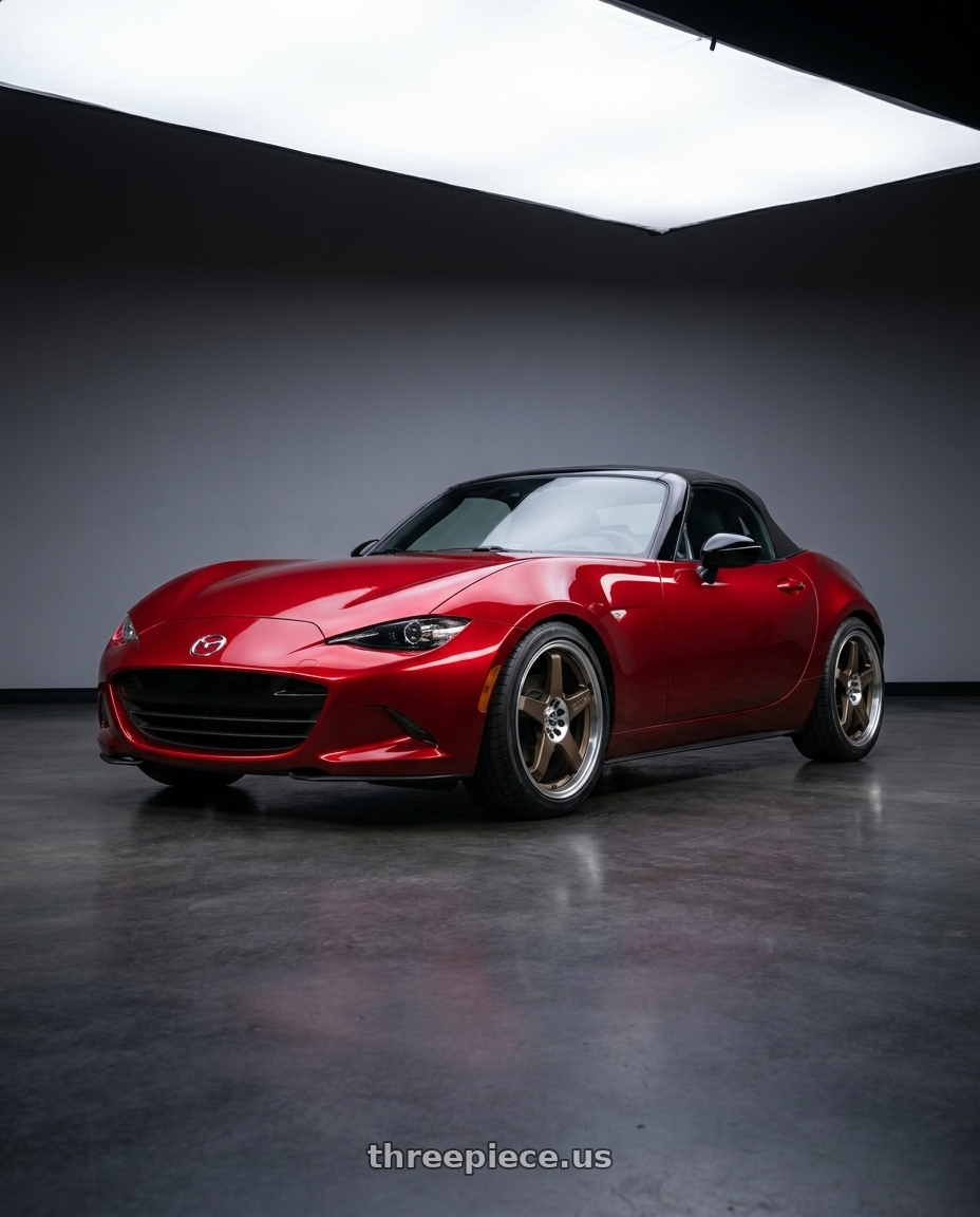 2024 mazda mx5 with Enkei EV5 4x100/114.3 17x7+38 Matte Bronze w/ Machined Lip wheels