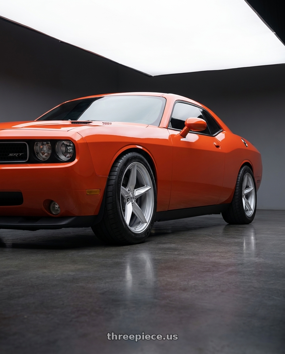 2009 Dodge challenger srt8 with Foose 1PC F174 CF8 5X115 20X10 +20 GLOSS SILVER wheels