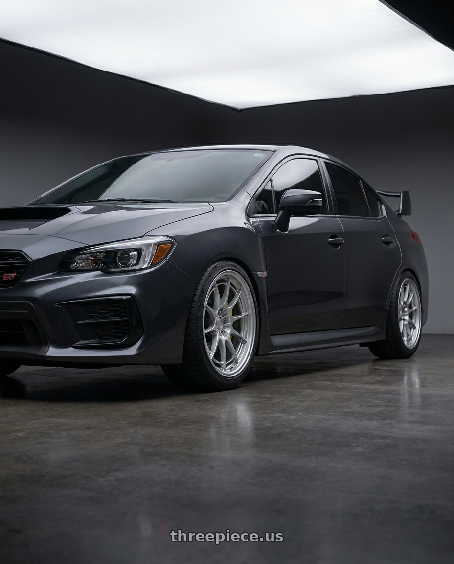 2021 Subaru WRX with Enkei NT03+M 5x114.3 18x8.5+38 Silver wheels