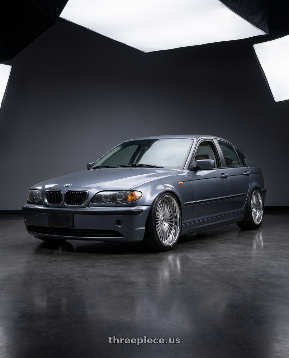 2003 bmw 325i  with Amani R.E.A.L. 5x112/5x120 22x10 +38 Brush Center Chrome Lip wheels