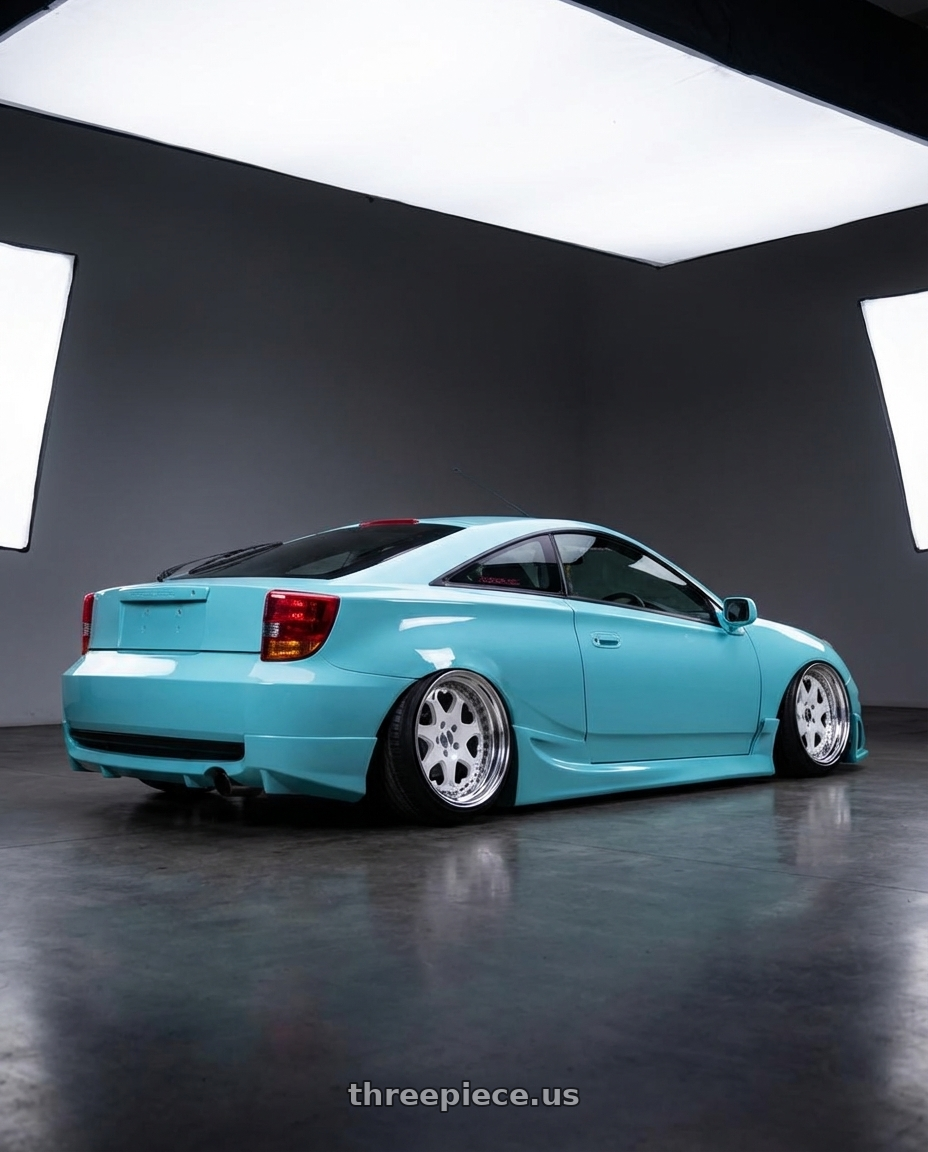 2000 Toyota Celia t23 with Heritage Wheel KOKORO wheels rear three quarter view extreme stretch tires