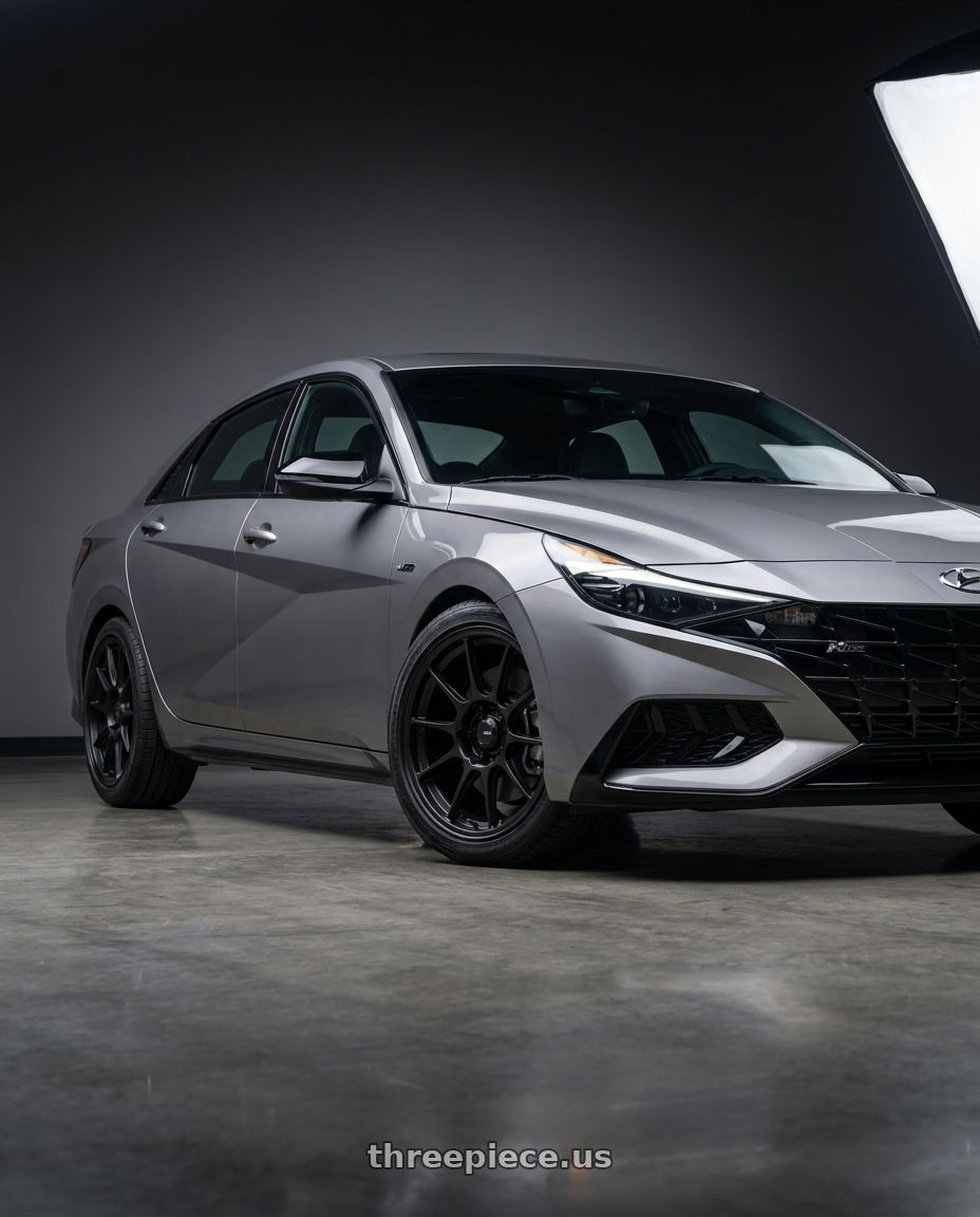 2023 Hyundai Elantra n line with Konig Dekagram 5x114.3 17x8+40 Semi-Matte Black wheels