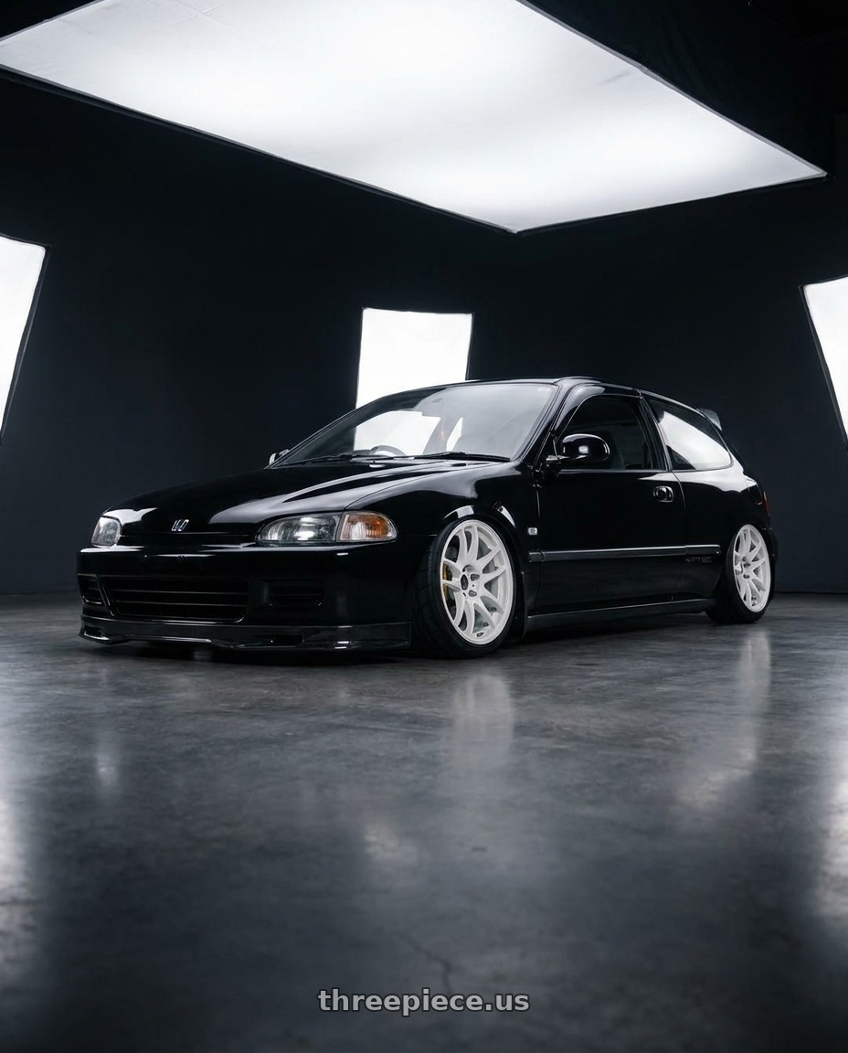1993 honda civic black with Work Emotion CR Kiwami wheels