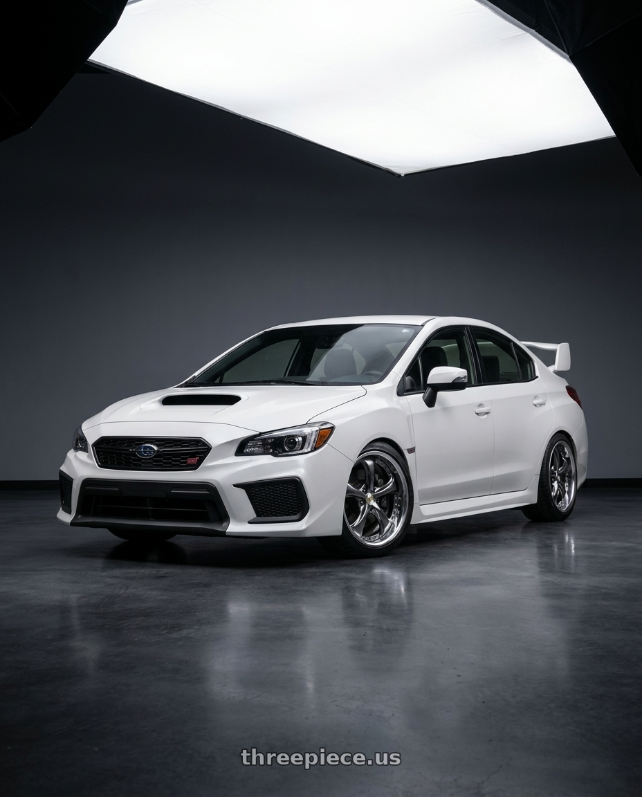 2019 Subaru WRX STI with Work Wheels VS-KF 5x114.3 18x9.5+39 Brilliant Silver Black R Disk FULL REVERSE wheels