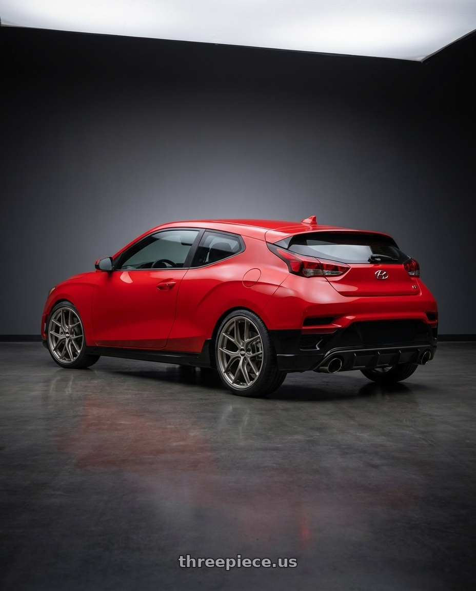2022 Hyundai Veloster N with BBS CC-R 5x114.3 19x8.5+30 Satin Platinum wheels rear three quarter view square tires