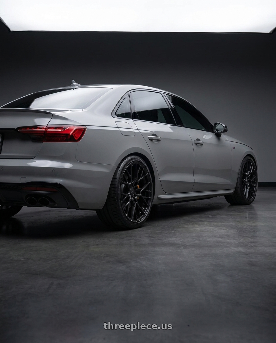 2021 Audi S4 Prestige with TSW SEBRING 5X112 19X8.5 +32 MATTE BLACK wheels rear three quarter view square tires