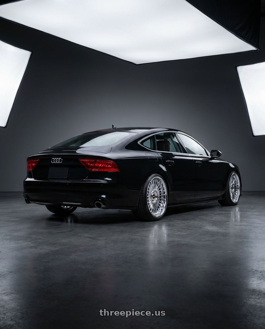 2012 audi A7 with Work Emitz 5x112 Chrome 20x9.0 +22 wheels rear three quarter view square tires