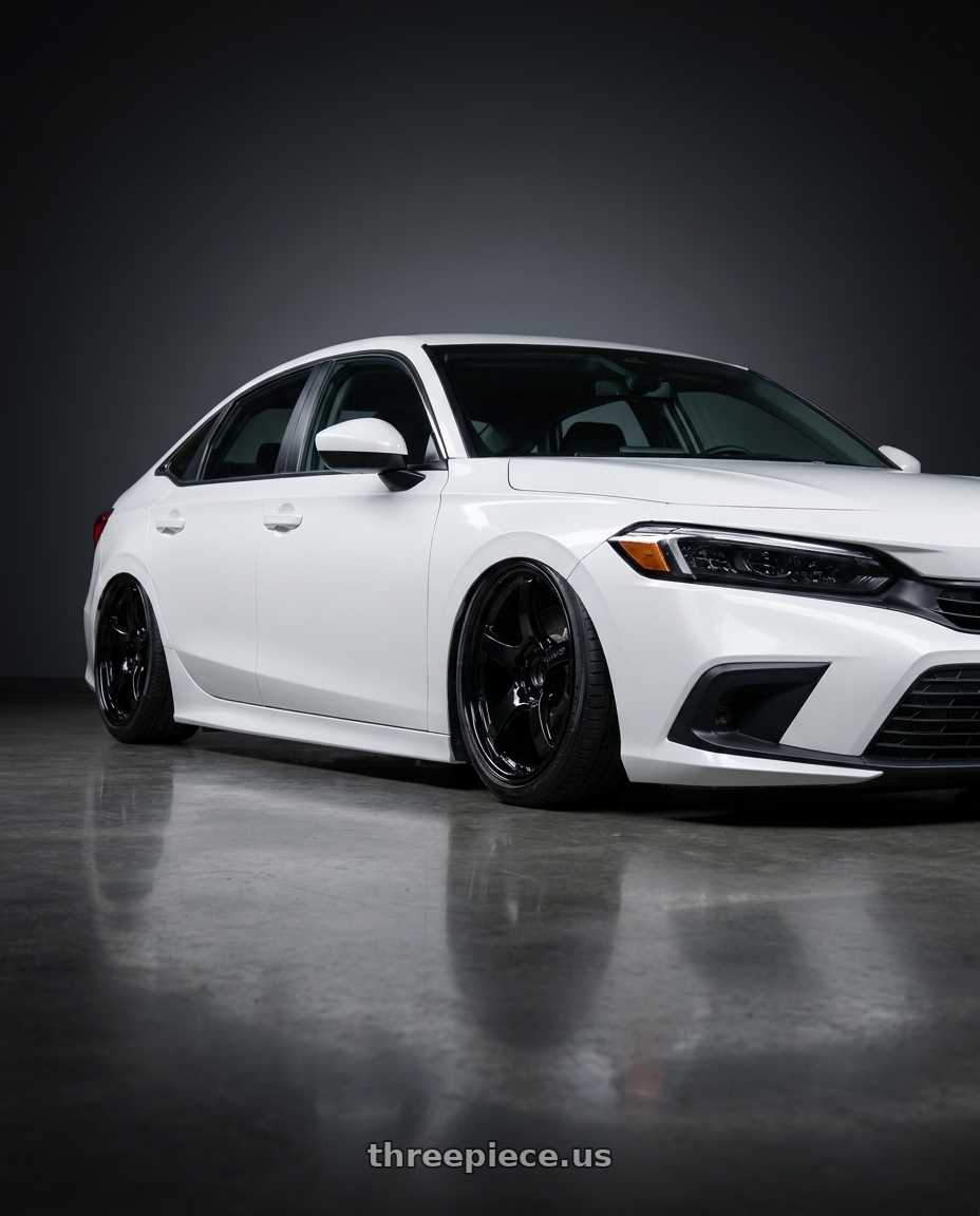 2024 Honda Civic with Gram Lights 57CR 5x114.3 18x8.5+37 Glossy Black wheels