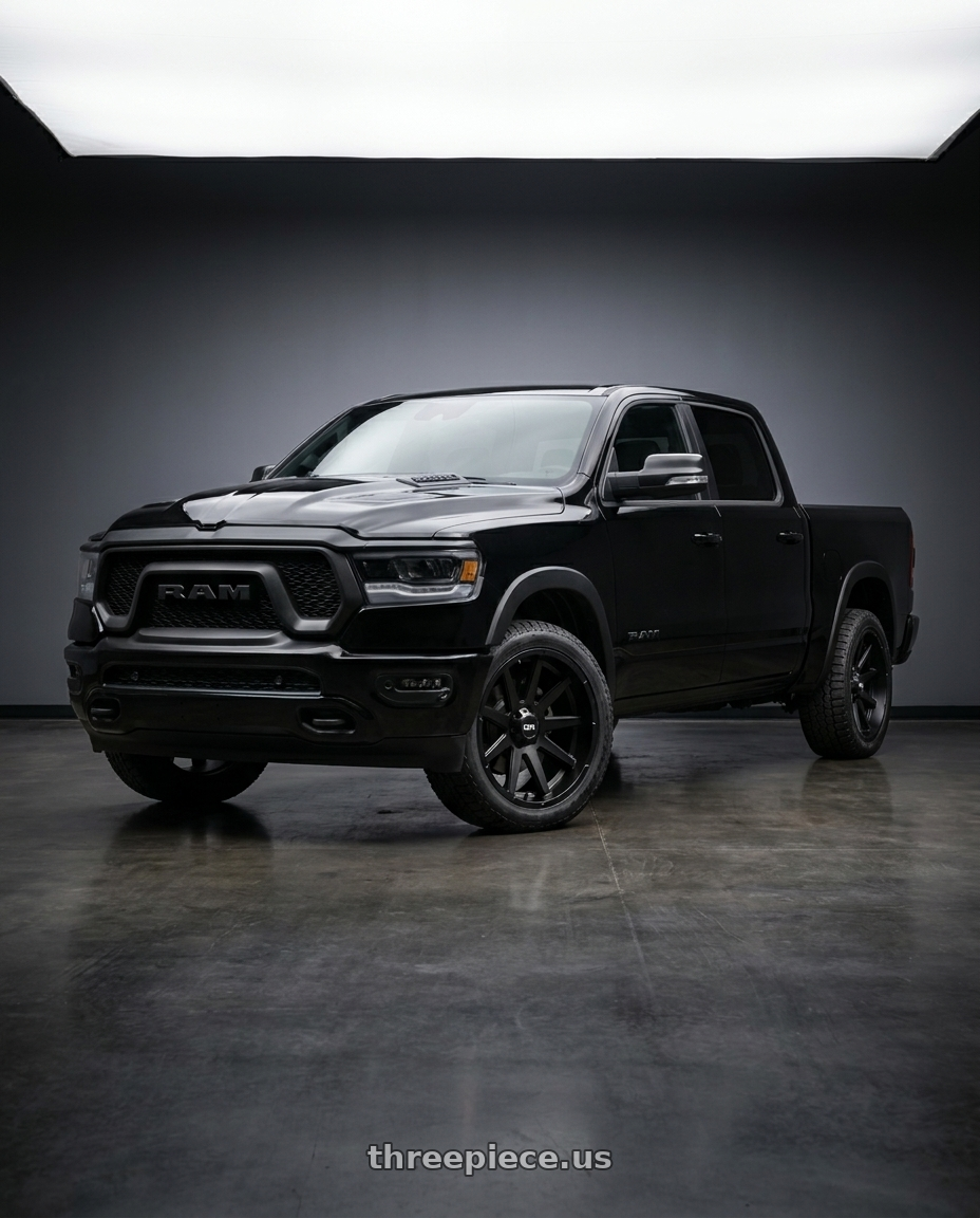 2021 Ram 1500 Laramie with Ion Type 143 6x139.7 20x9+0 Matte Black wheels
