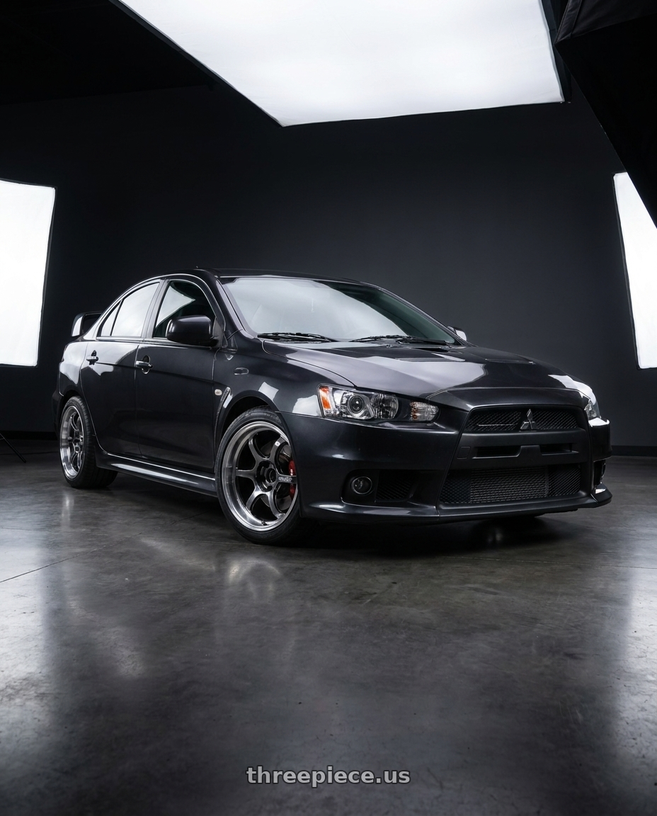 2014 Mitsubishi Lancer Evolution MR with Advan Racing R6 5x114.3 18x9.5 +29 MACHINING & HYPER PLATINUM BLACK wheels