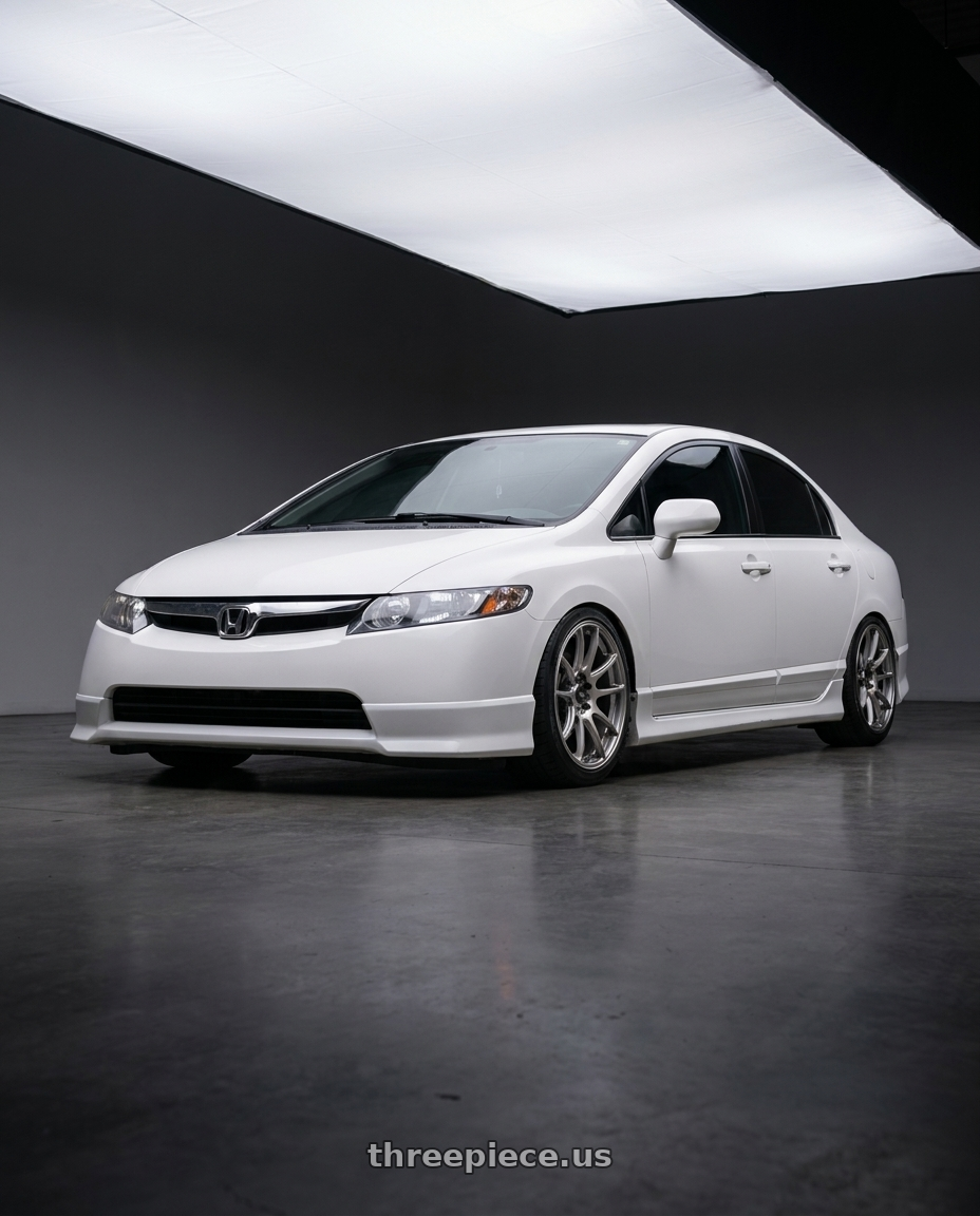 2007 honda civic ex with Konig Heliogram 5X114.3 17x8.5+38 Titanium Metallic Knurled Bead Flow Formed wheels