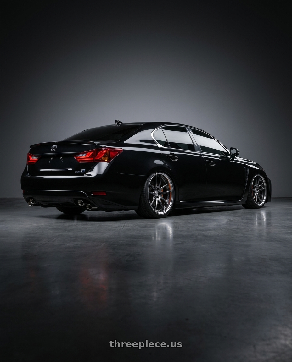 2016 Lexus GSF with Work Emotion CR2P wheels rear three quarter view slight stretch tires