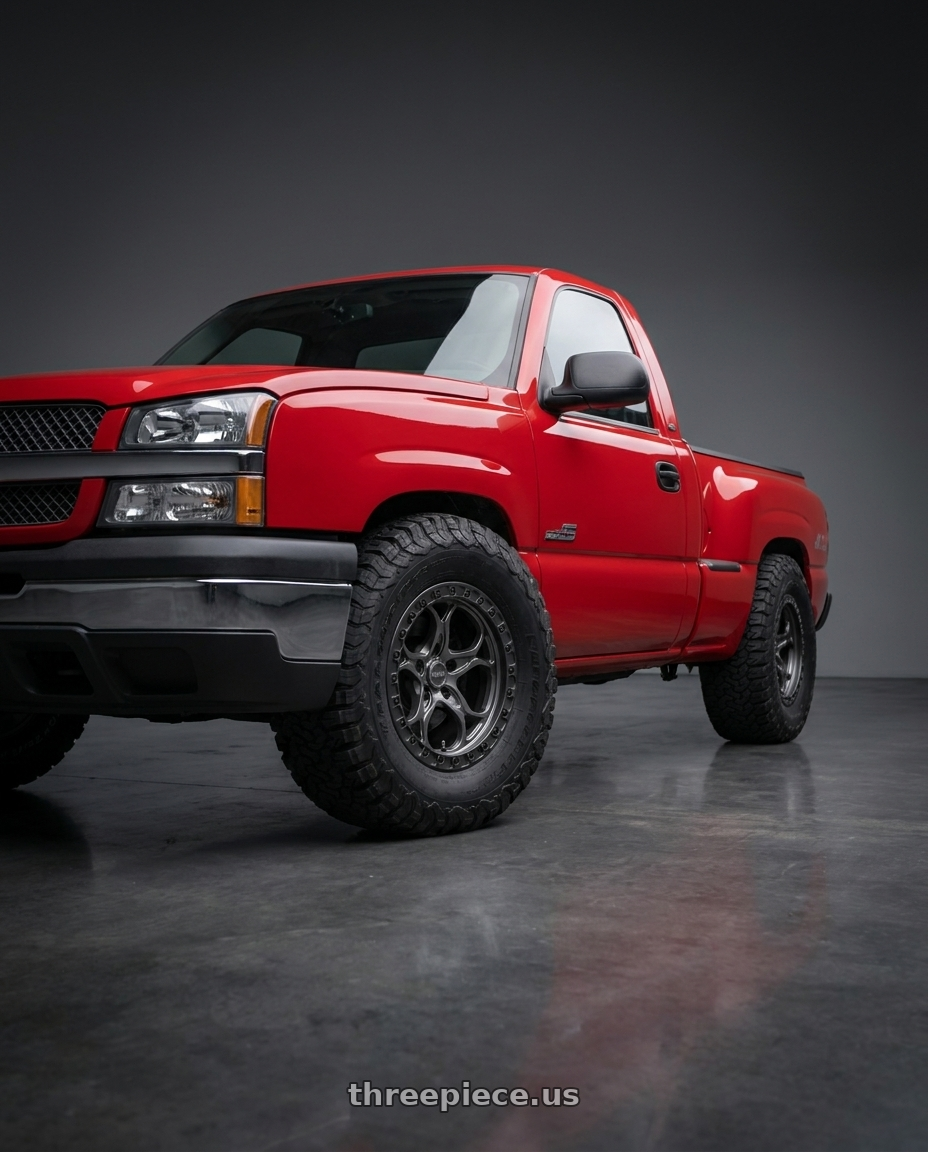 2003 chevy silverado with WELD Off-Road Ledge 6x139.7 20x9 +20 Satin Gunmetal / Satin Black wheels