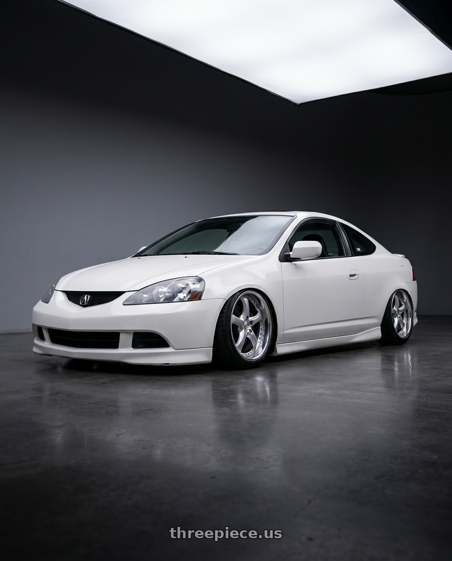 2006 Acura RSX with Work Wheels VS-KF 5x114.3 18x8.5+40 Light Grey Silver O Disk FULL REVERSE wheels