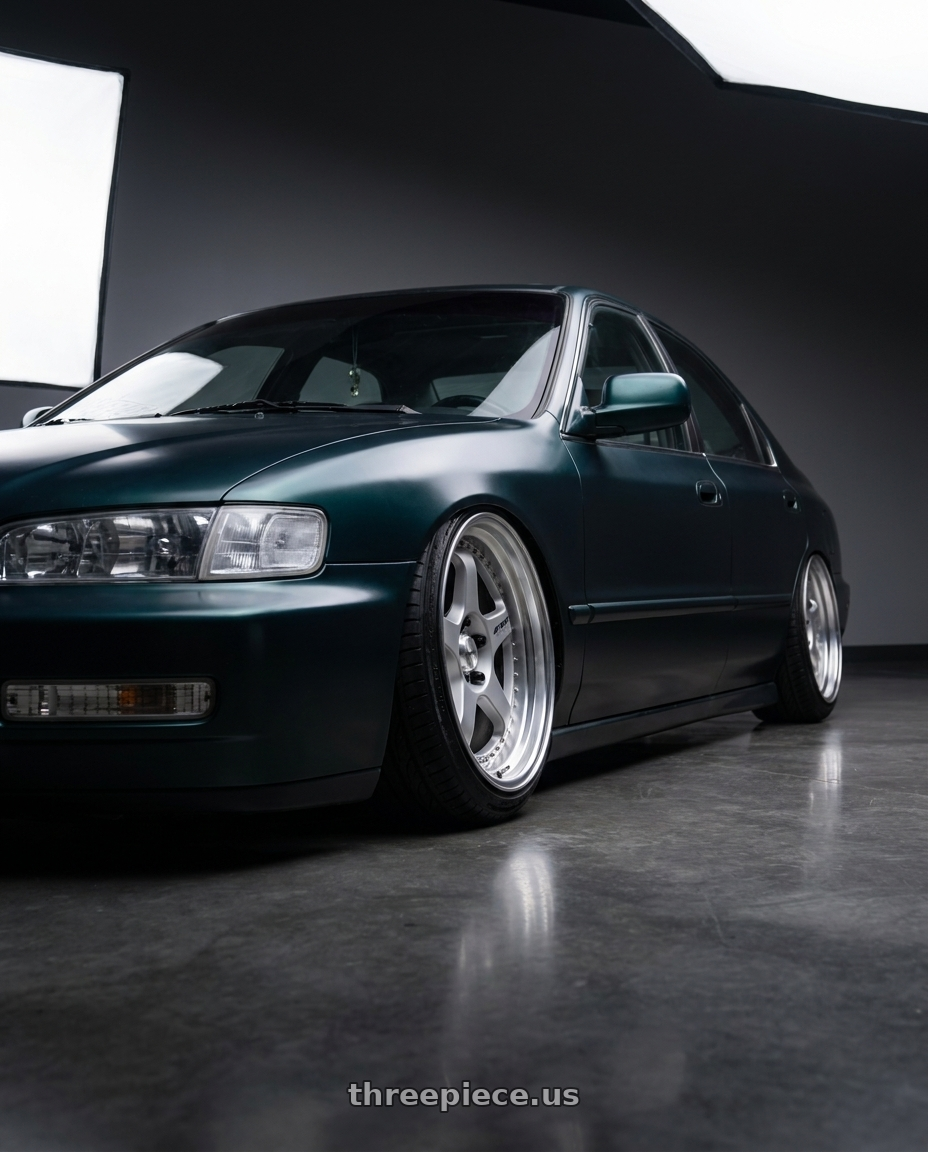 1997 Honda Accord Sedan with Work Meister L1 3P 5x112 18x9.5-43 R Disk Matte Silver wheels