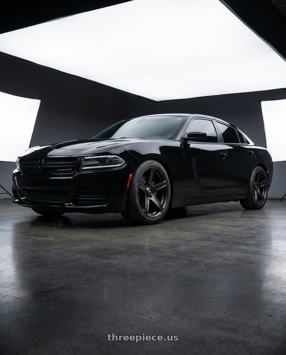 2018 Dodge charger pursuit with Voxx Replica Hellcat 2 5x115 20x10.5+25 Matte Black wheels