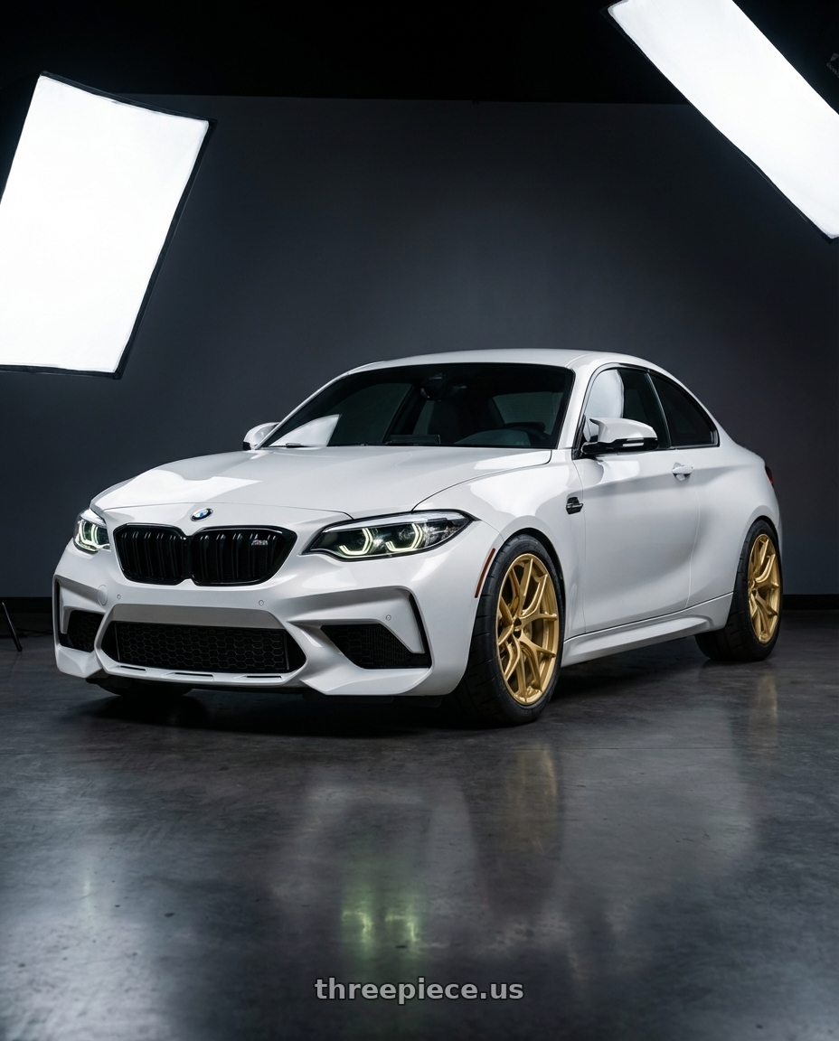 2022 BMW M2 with BBS FI-R 5x120 19x9.5+22 Gold wheels