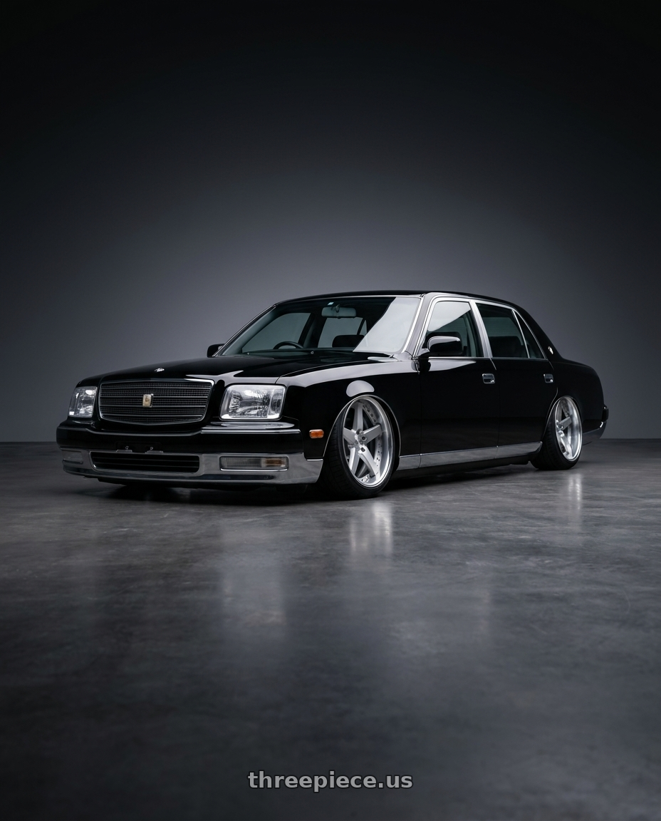 1997 Toyota Century with Work Gnosis Gr203 5x114.3 19x9.5+30 A Disk Brush Silver Clear wheels