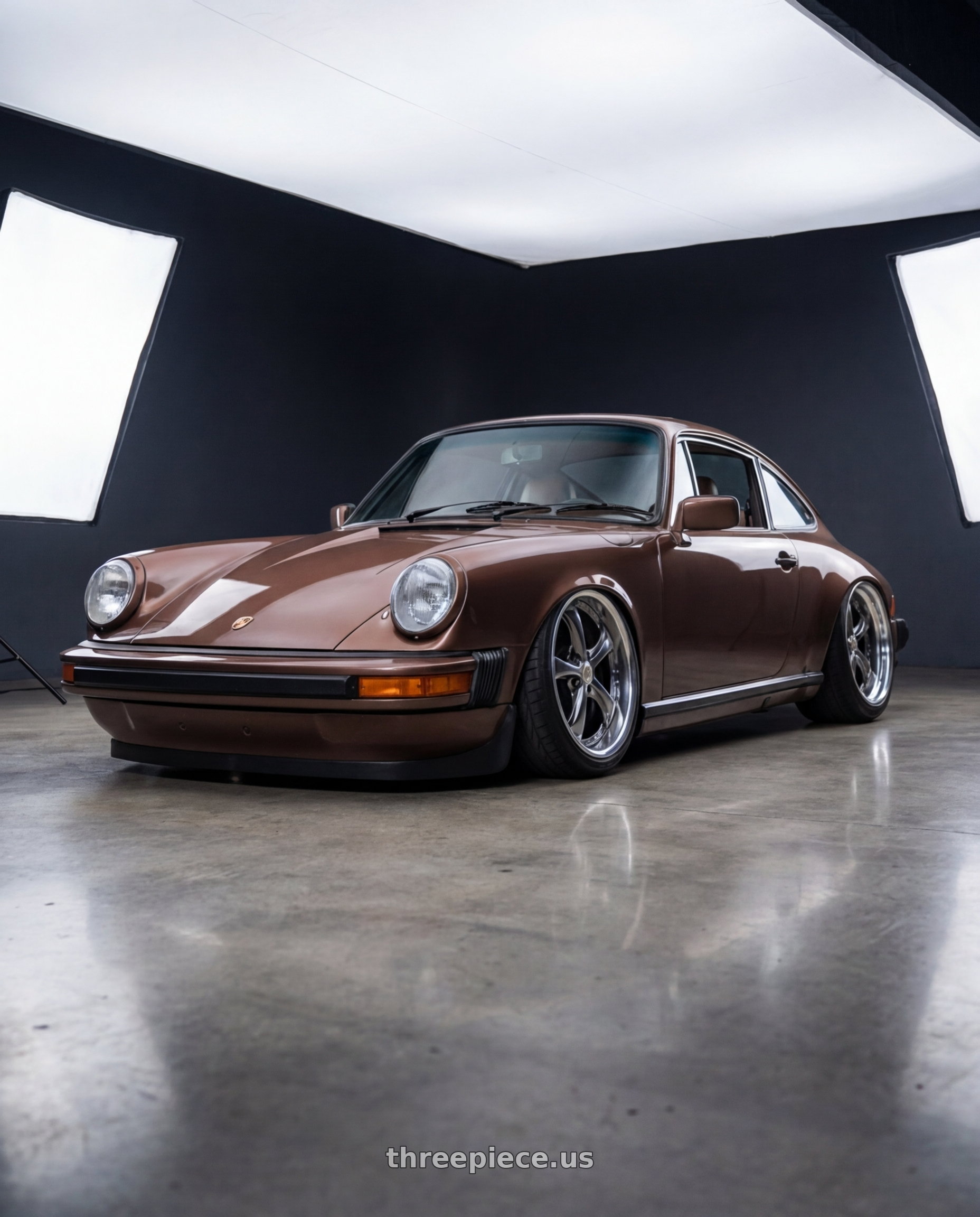 1980 Porsche 911 with Work Wheels VS-KF 5X114.3 19x8+2 Brilliant Silver Black A Disk FULL REVERSE wheels