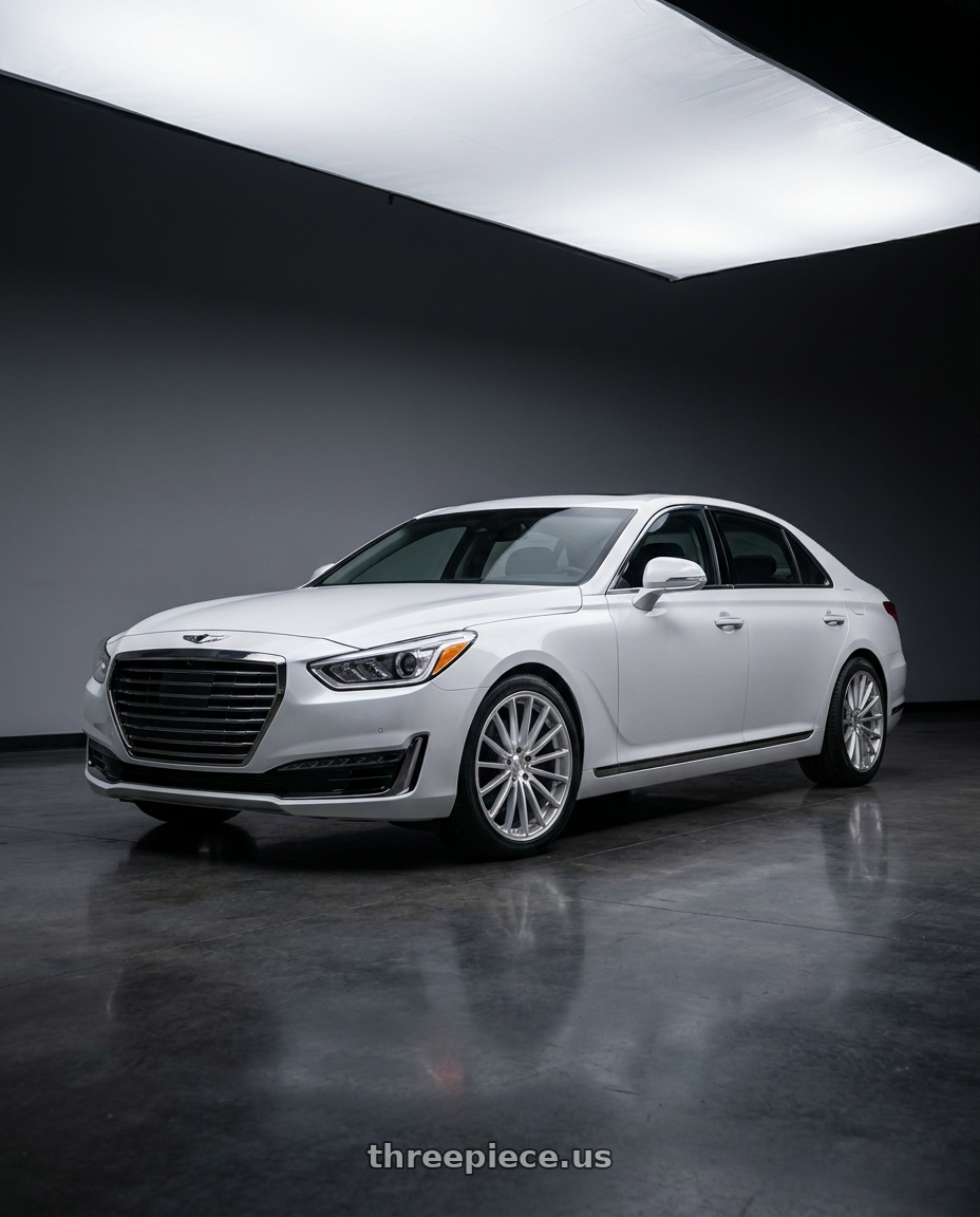 2018 genesis g90 ultimate with DOLCE PERFORMANCE GHOST 5x114.3 20x8.5 +38 Gloss Silver Machined Face wheels